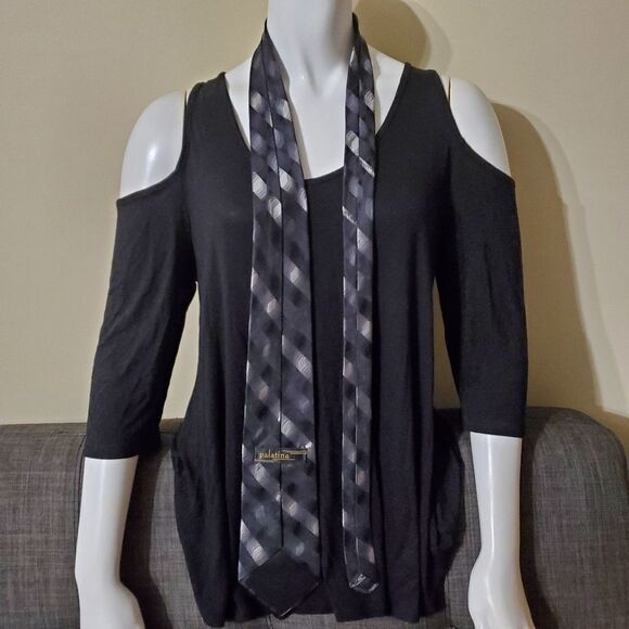 Palatina Black & Gray Silk Tie - Picture 4 of 5